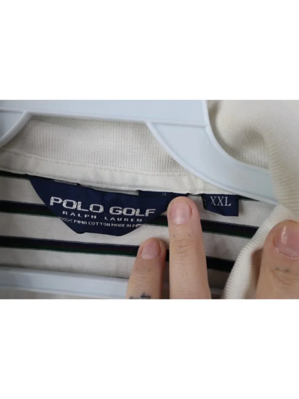 Vintage 90s Polo Golf Ralph Lauren Mens 2XL Striped Soft Cotton Knit Polo Shirt